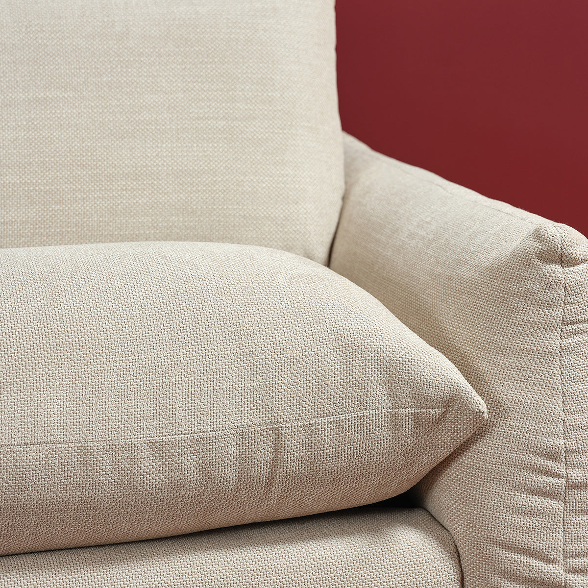 JACQUES - Canapé droit 3 places en tissu texturé beige chiné