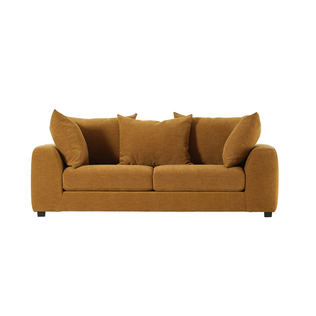 EDMOND - Canapé droit 3 places en tissu effet lin bronze