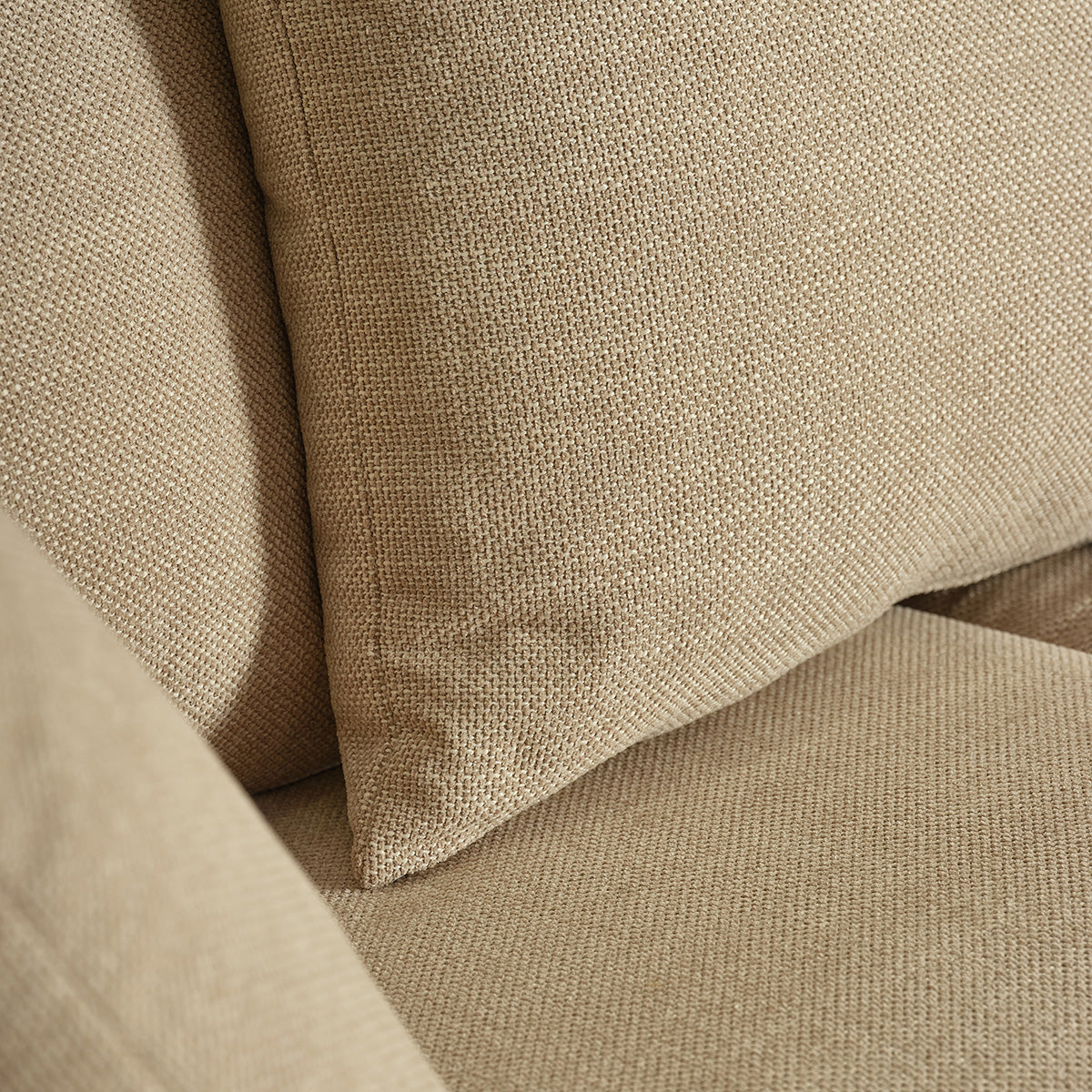 EDMOND - Canapé droit 3 places en tissu texturé beige chiné