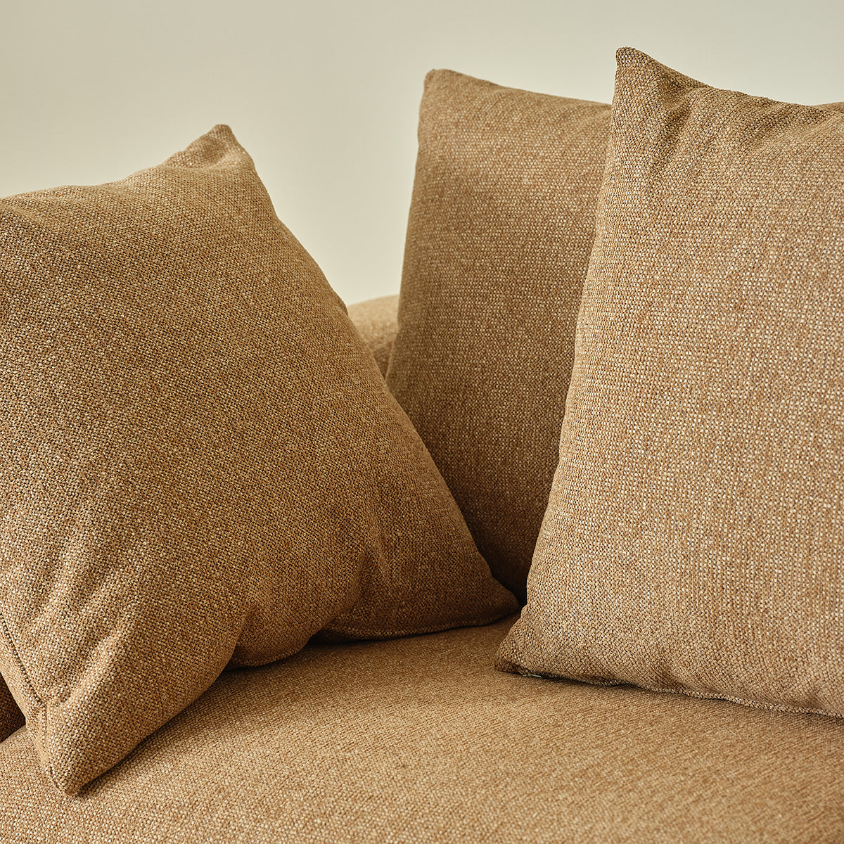 EDMOND - Canapé droit 3 places en tissu texturé marron clair chiné
