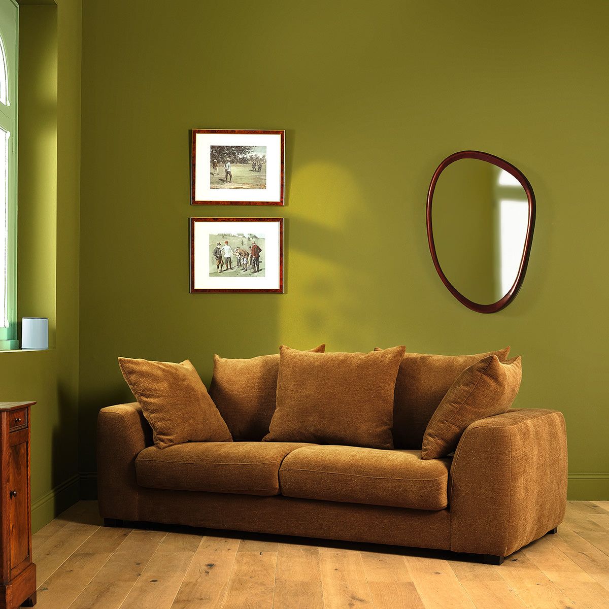 EDMOND - Canapé convertible 3 places en tissu effet lin bronze