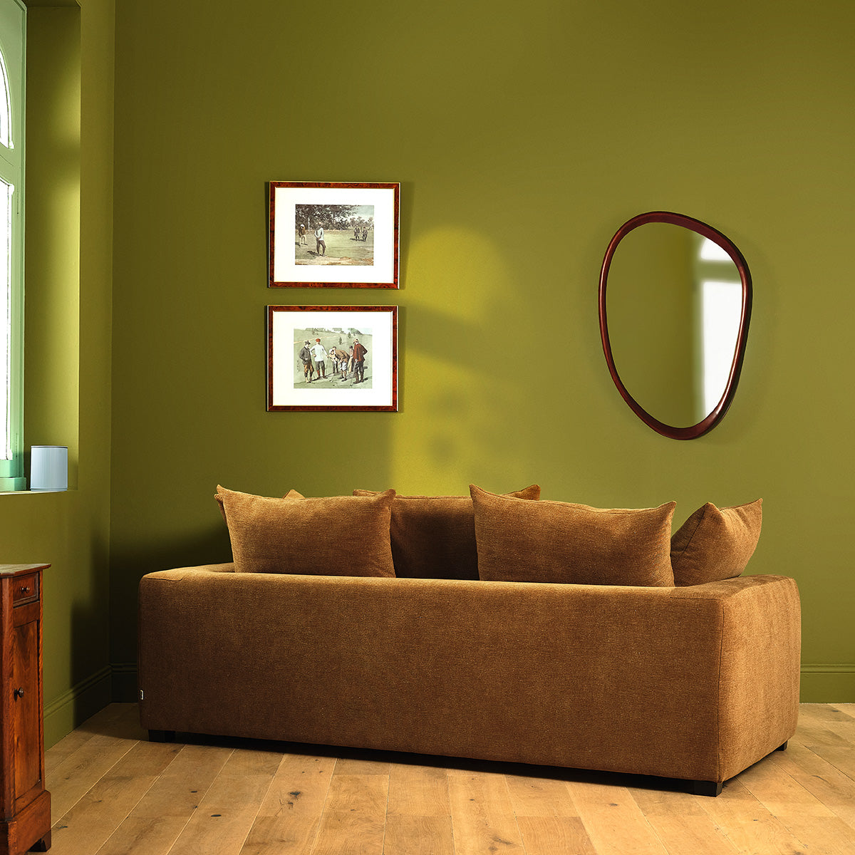 EDMOND - Canapé convertible 3 places en tissu effet lin bronze