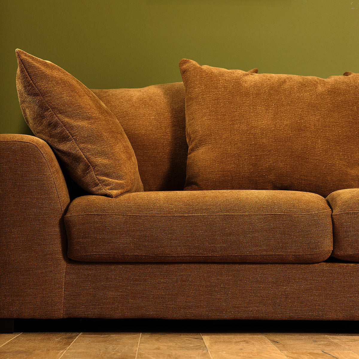 EDMOND - Canapé convertible 3 places en tissu effet lin bronze