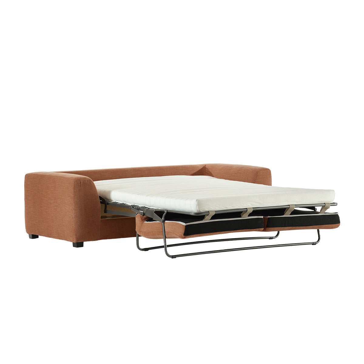 EDMOND - Canapé convertible 3 places en tissu effet lin terracotta