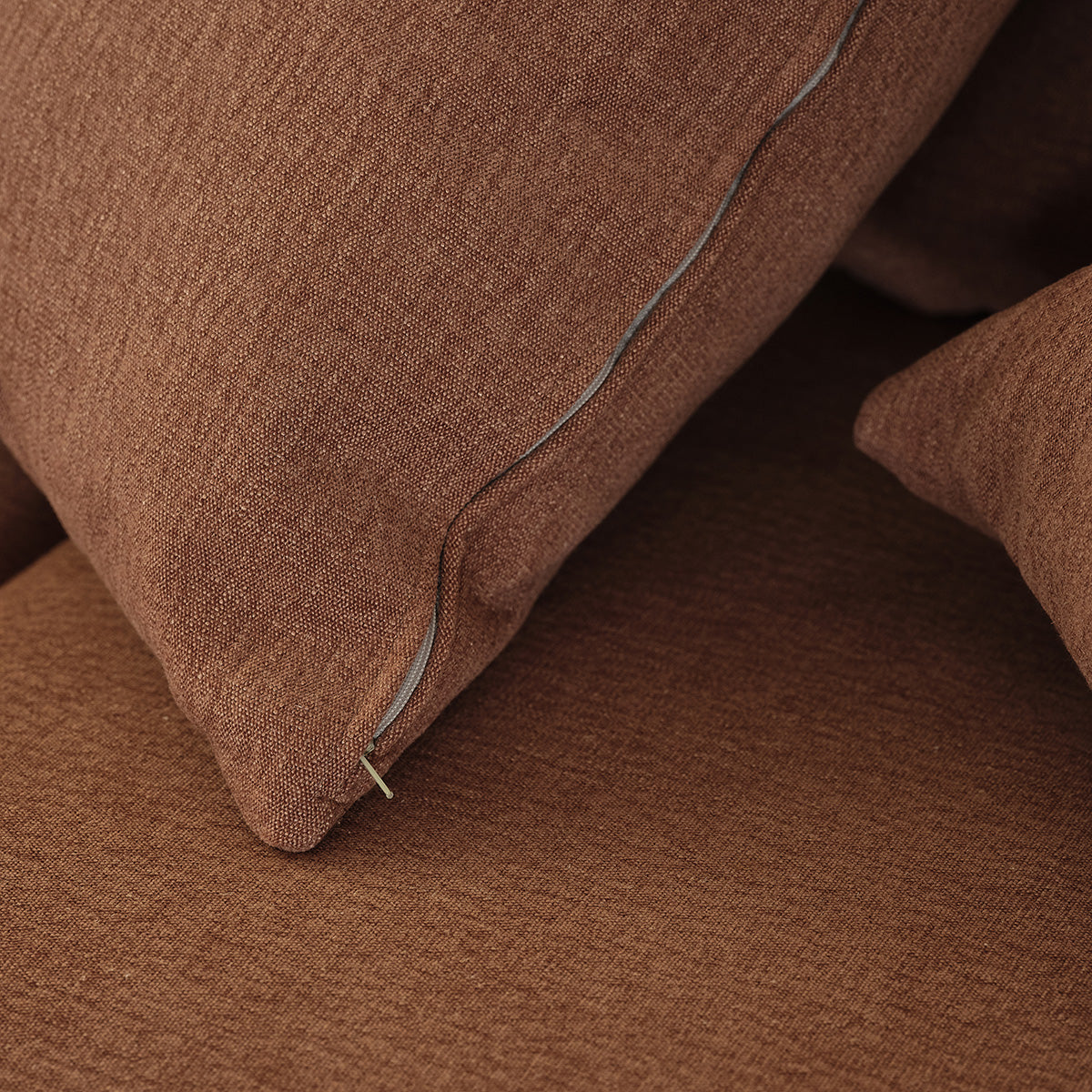 EDMOND - Canapé convertible 3 places en tissu effet lin terracotta