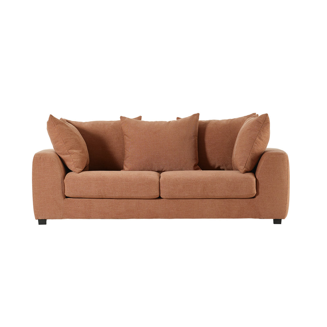 EDMOND - Canapé droit convertible 3 places en tissu effet lin terracotta