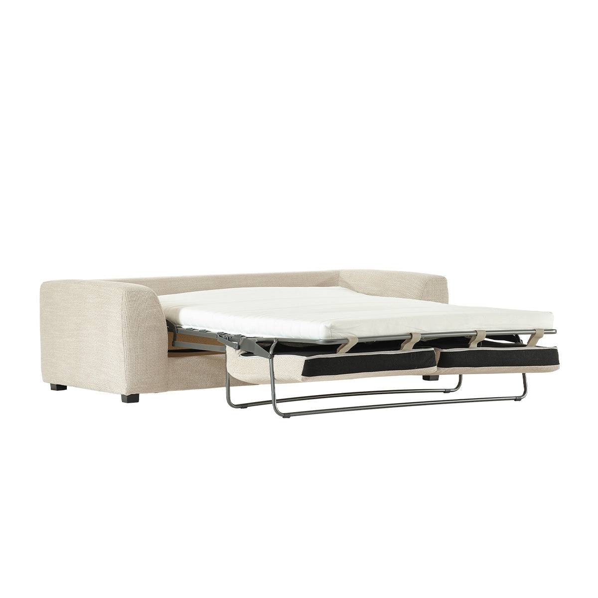 EDMOND - Canapé convertible 3 places en tissu texturé beige chiné