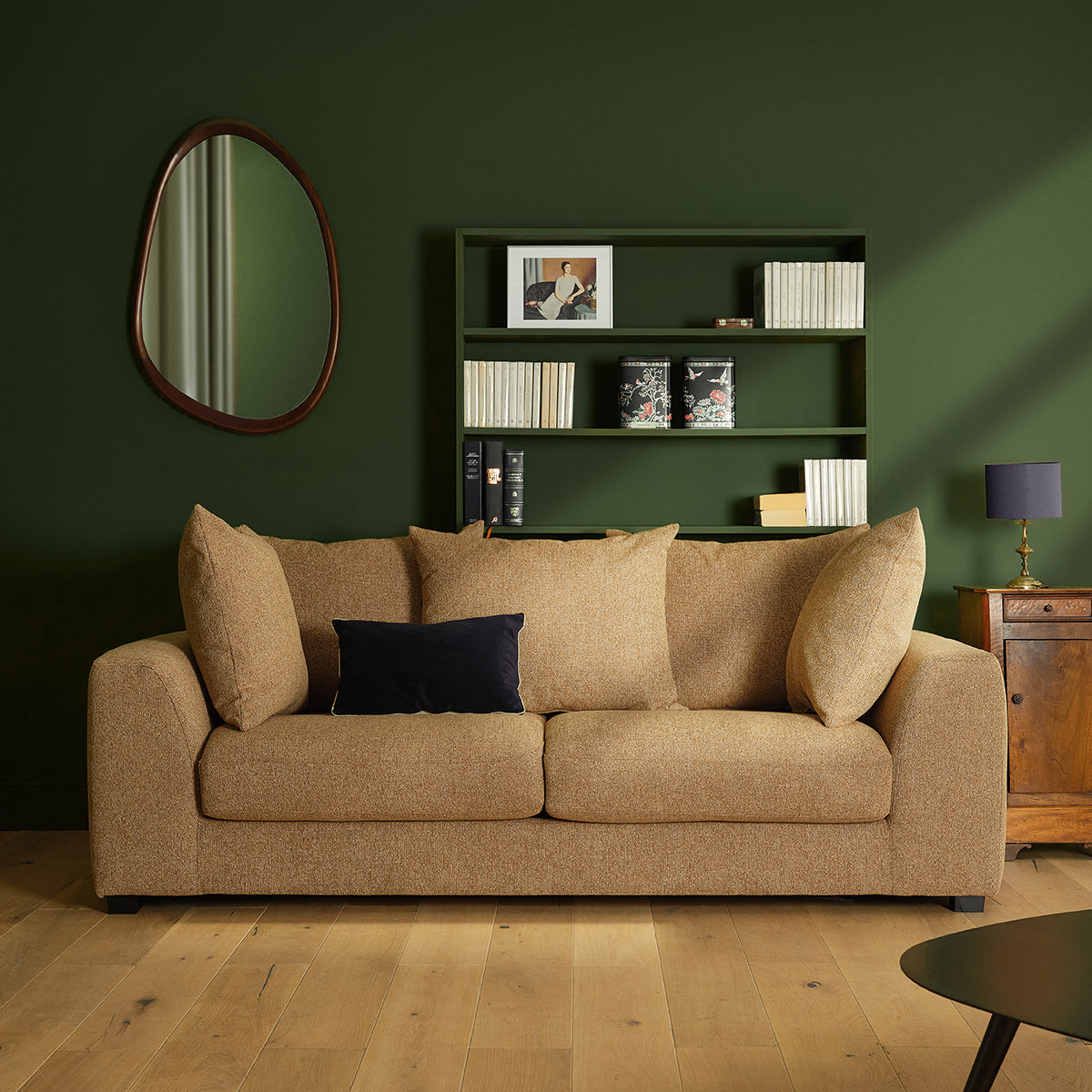 EDMOND - Canapé convertible 3 places en tissu texturé marron clair chiné