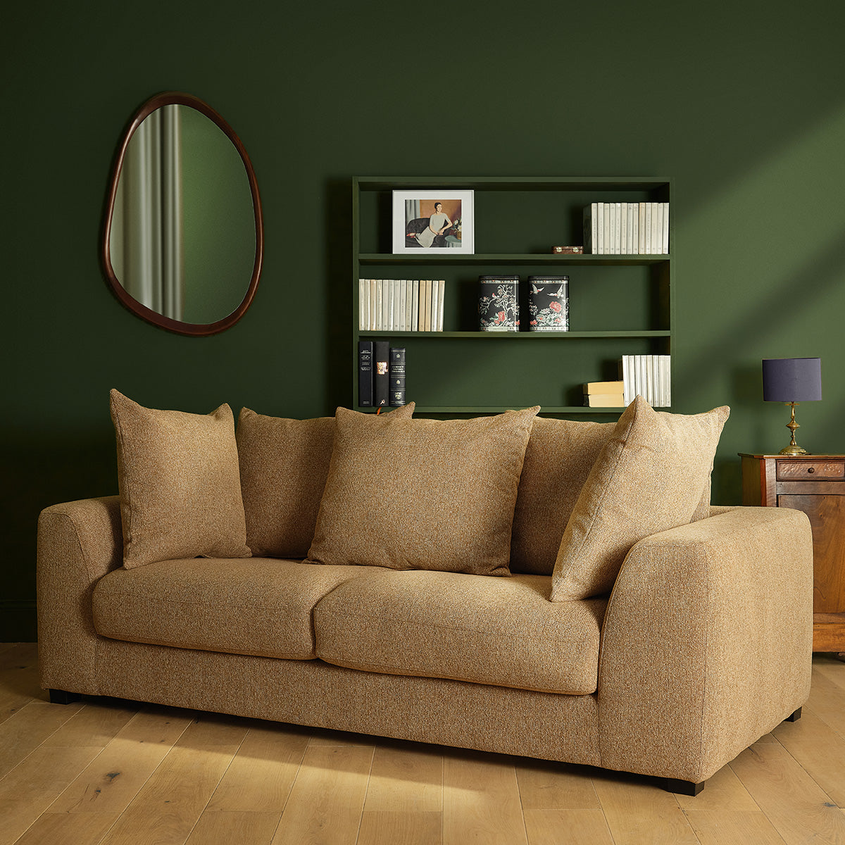 EDMOND - Canapé convertible 3 places en tissu texturé marron clair chiné