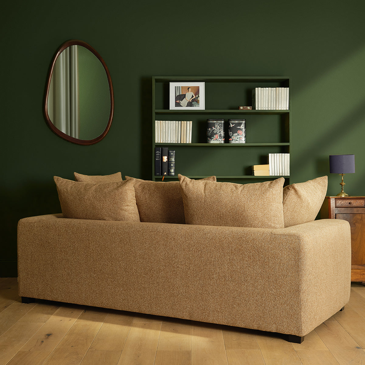 EDMOND - Canapé convertible 3 places en tissu texturé marron clair chiné