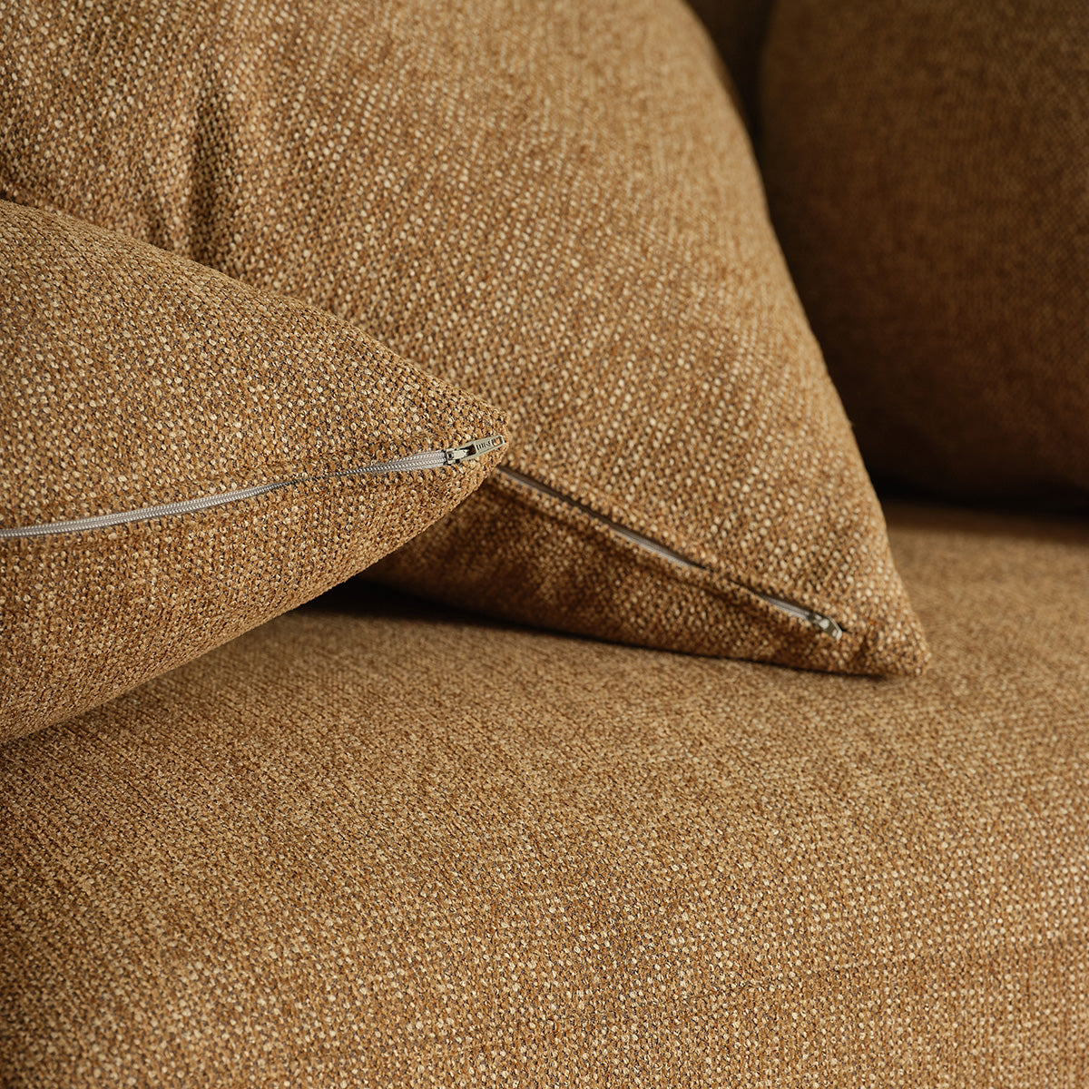 EDMOND - Canapé convertible 3 places en tissu texturé marron clair chiné