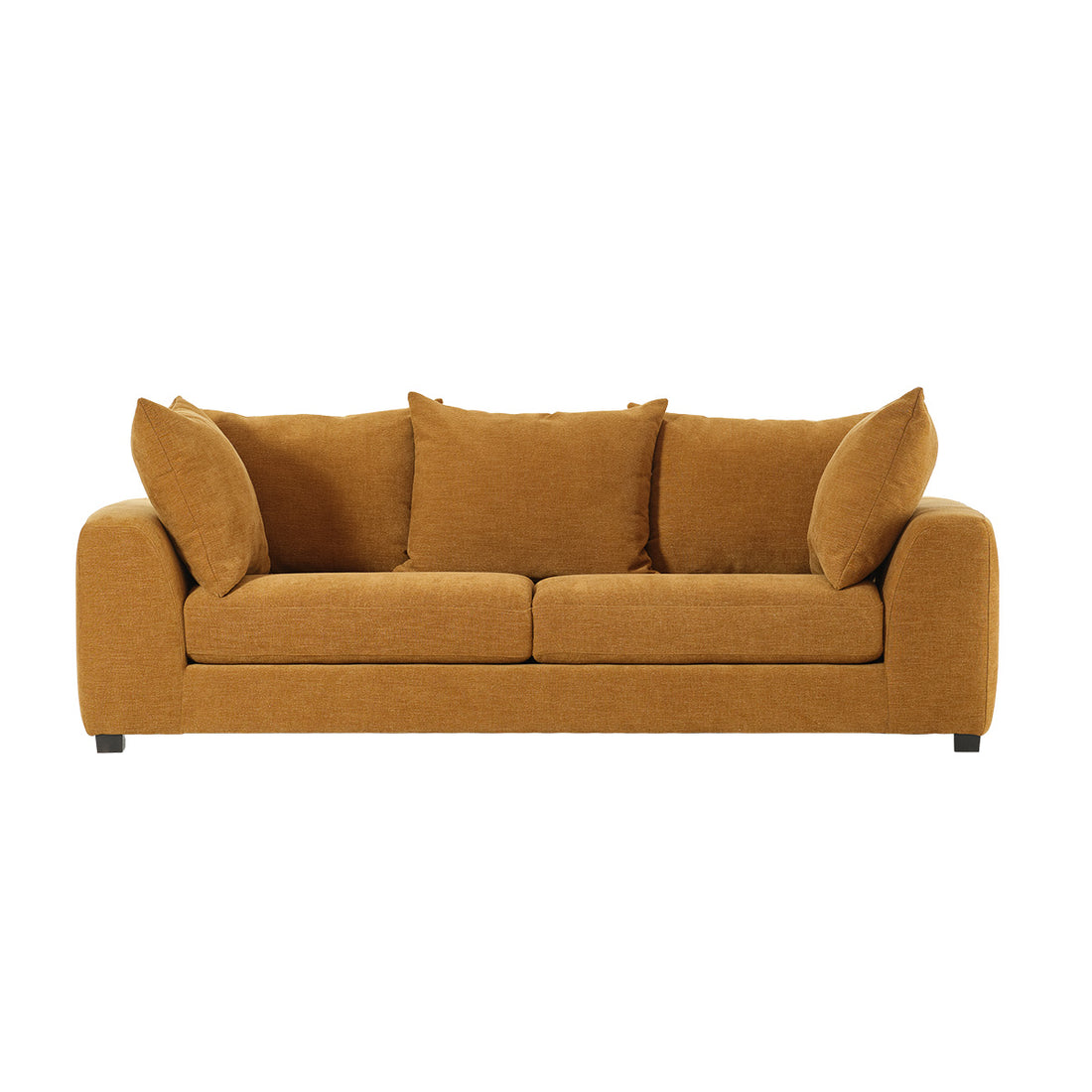 EDMOND - Canapé droit 4 places en tissu effet lin bronze