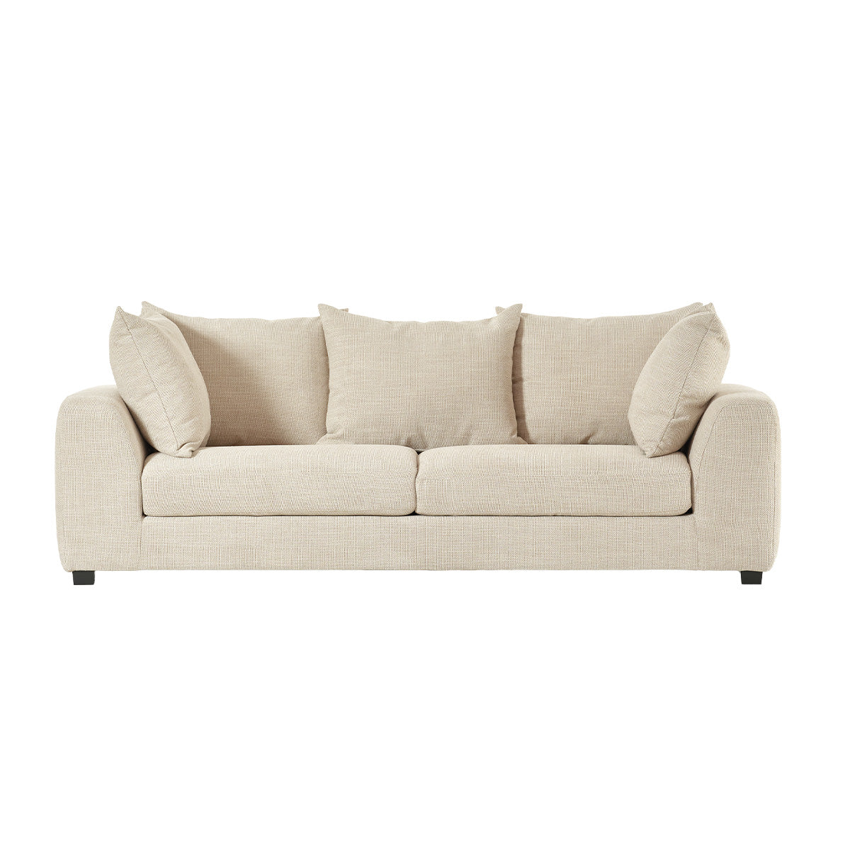 EDMOND - Canapé droit 4 places en tissu texturé beige chiné