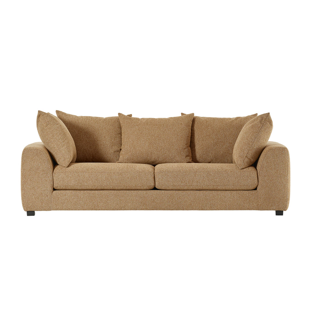 EDMOND - Canapé droit 4 places en tissu texturé marron clair chiné