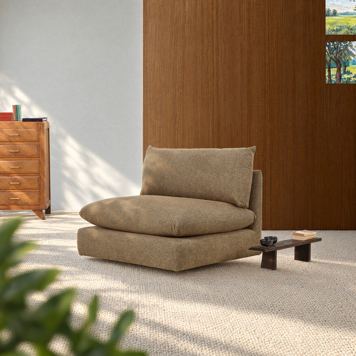 LEOPOLD - Chauffeuse modulable en tissu texturé marron clair