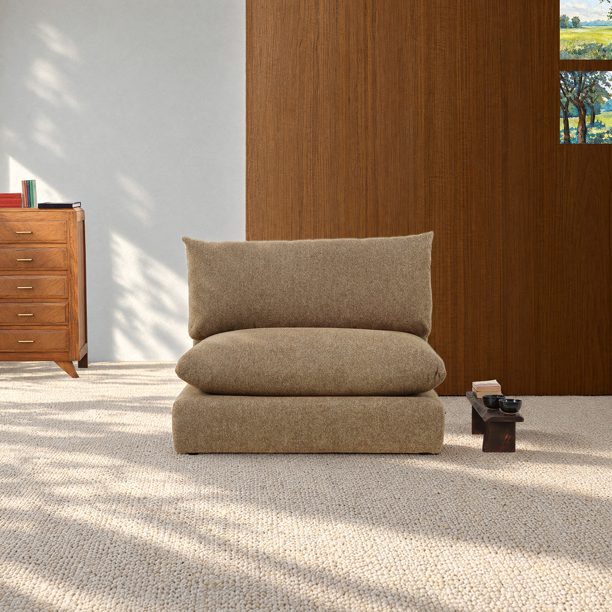 LEOPOLD - Chauffeuse modulable en tissu texturé marron clair