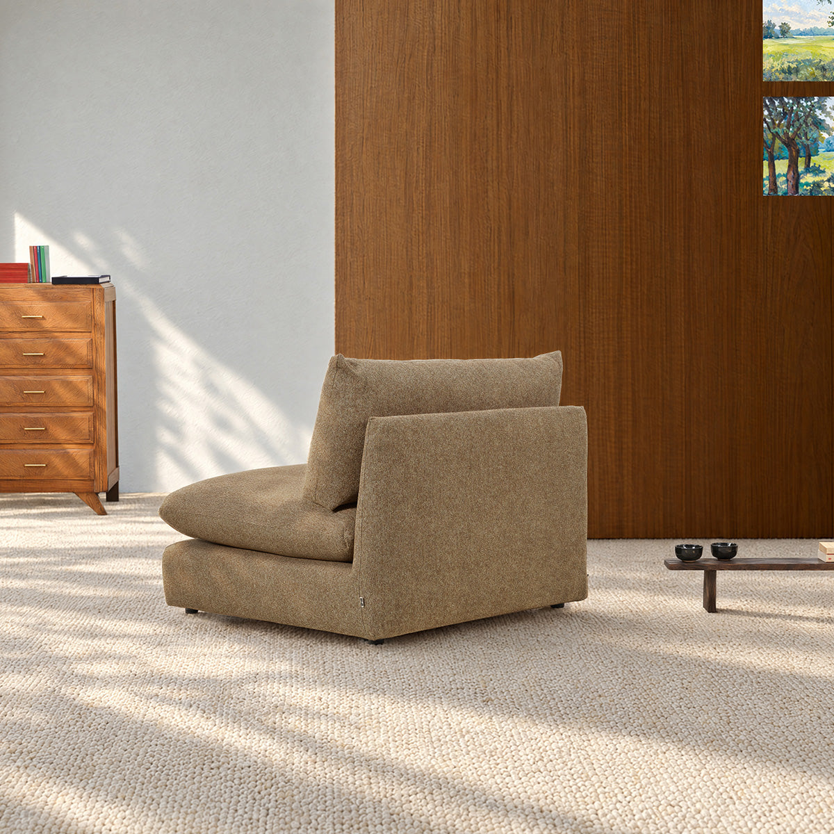 LEOPOLD - Chauffeuse modulable en tissu texturé marron clair