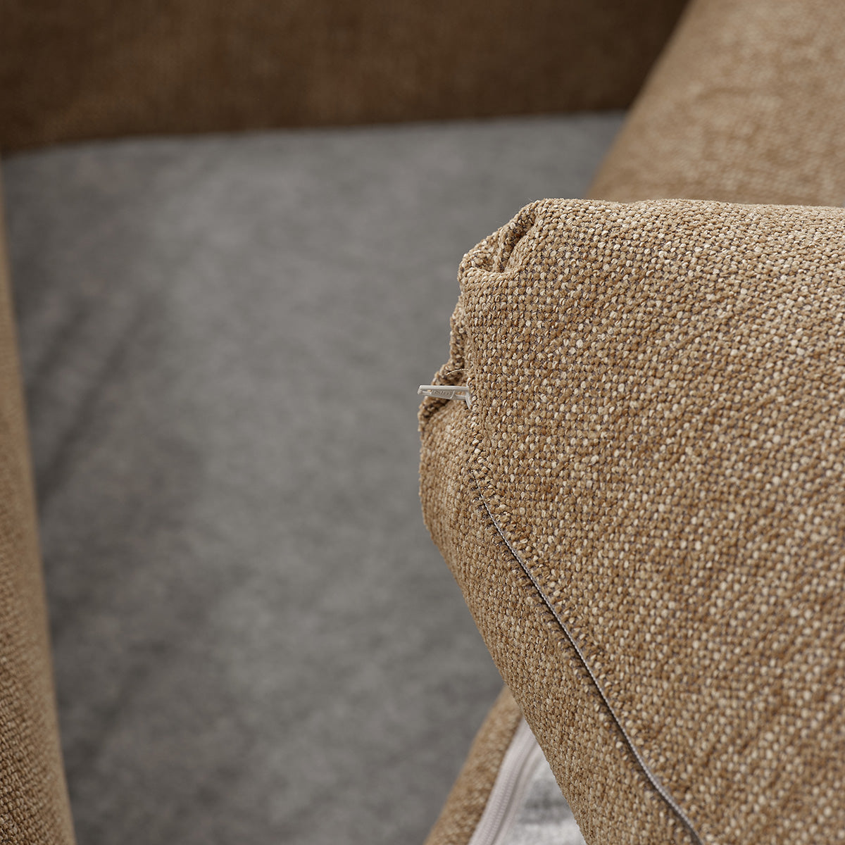 LEOPOLD - Méridienne droite modulable en tissu texturé marron clair