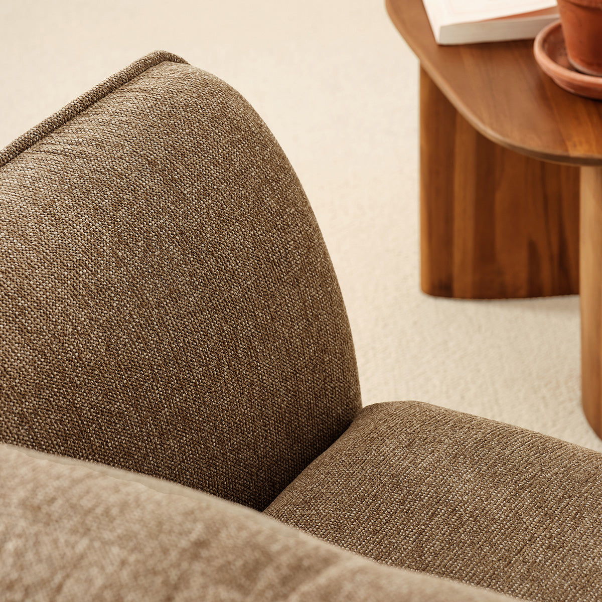 LEOPOLD - Angle droit modulable en tissu texturé marron clair