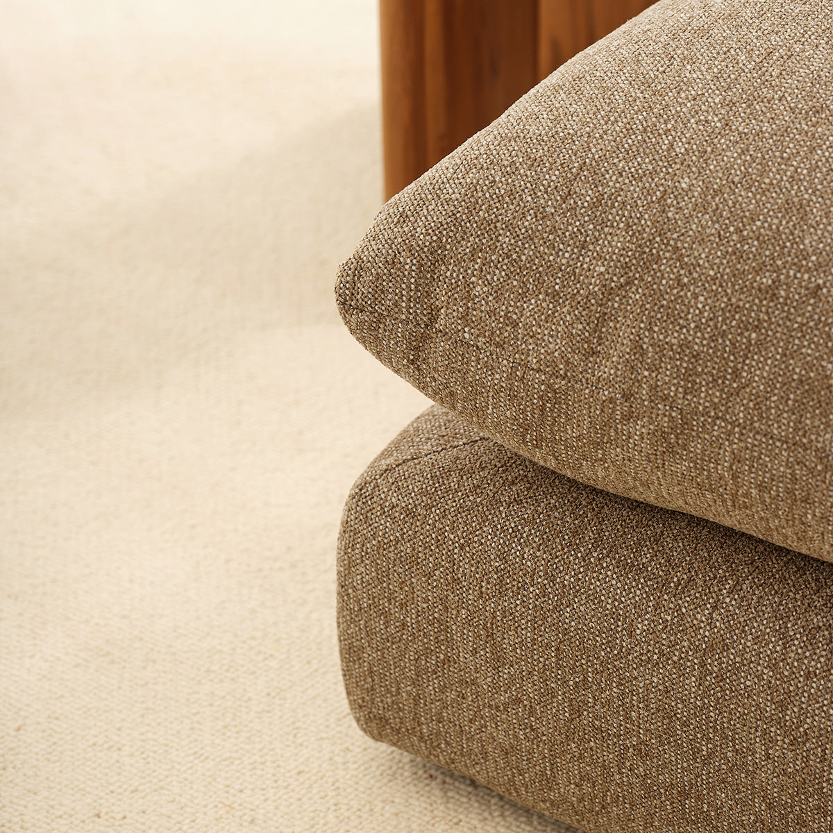 LEOPOLD - Méridienne gauche modulable en tissu texturé marron clair