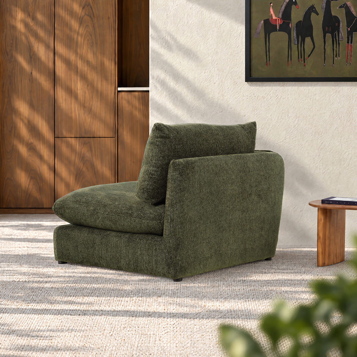 LEOPOLD - Angle gauche modulable en chenille chiné vert