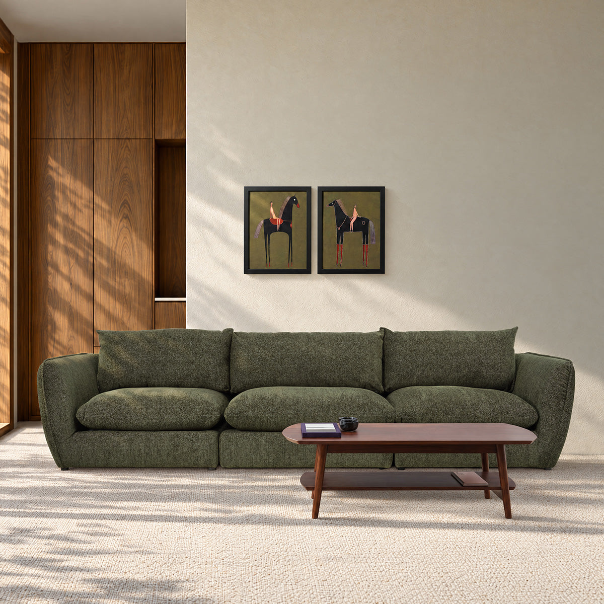 LEOPOLD - Angle droit modulable en chenille chiné vert