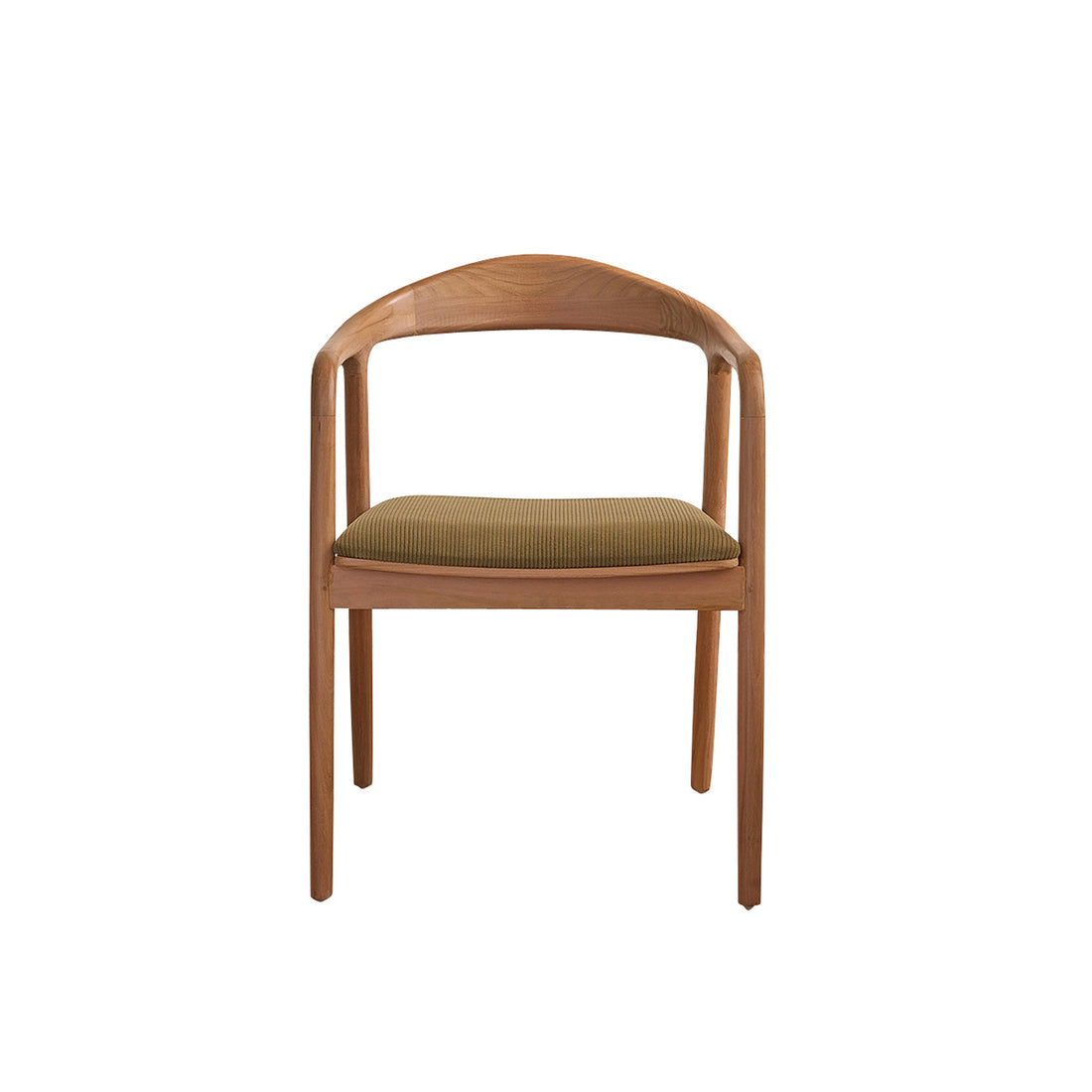 AMBRE - Chaise en teck massif assise velours côtelé kaki