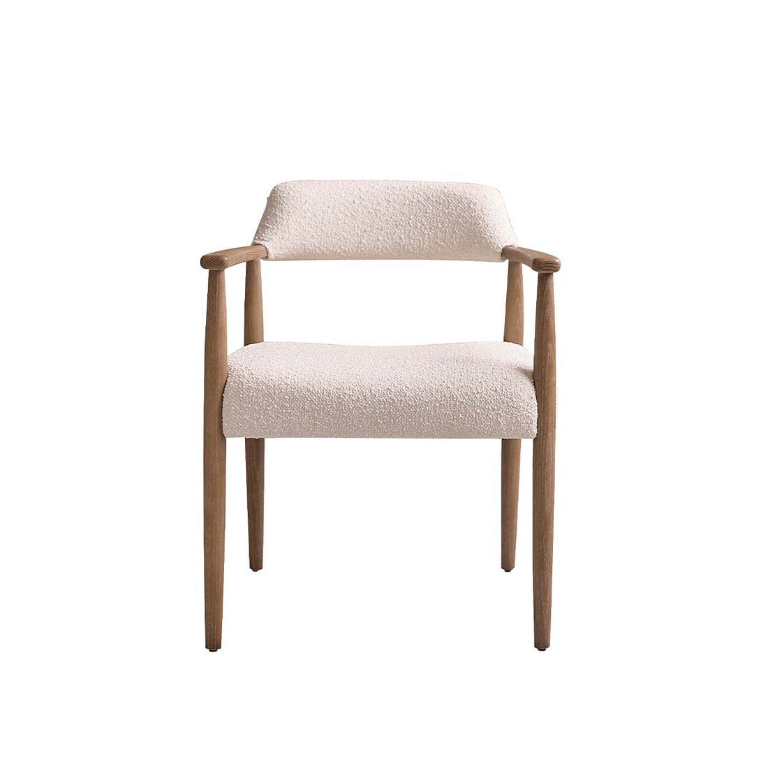 LUISA - Chaise en chêne massif et tissu bouclette écrue