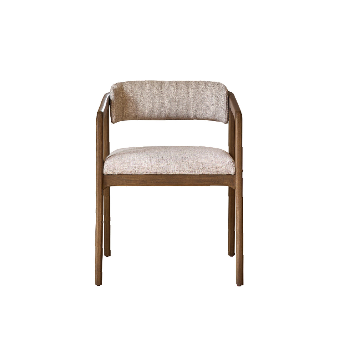 ÉLOI - Chaise en bois massif et tissu texturé beige chiné