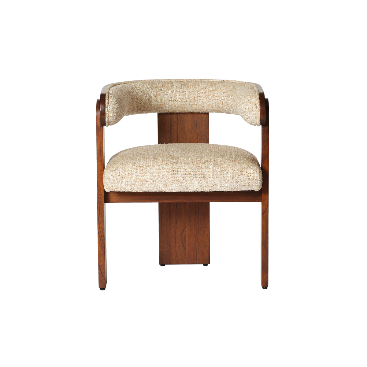 ARCHIBALD - Chaise en mindi massif et tissu texturé beige chiné