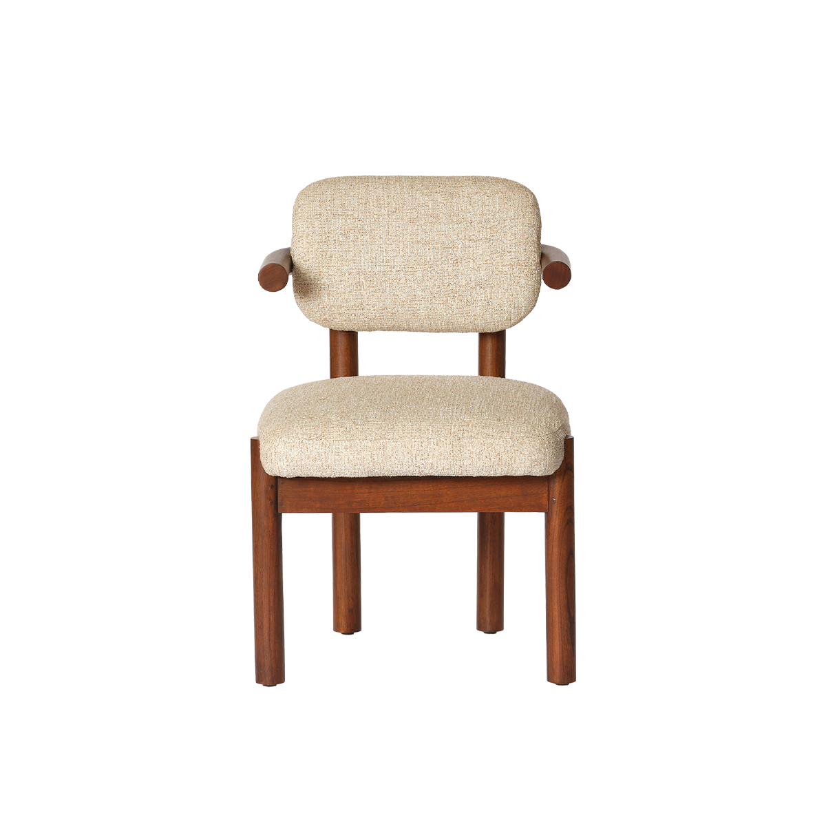NEO - Chaise en mindi massif et tissu texturé beige chiné
