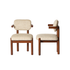 Lot de 2 chaises en mindi massif et tissu texturé beige chiné