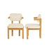 Lot de 2 chaises en mindi massif naturel et tissu texturé écru