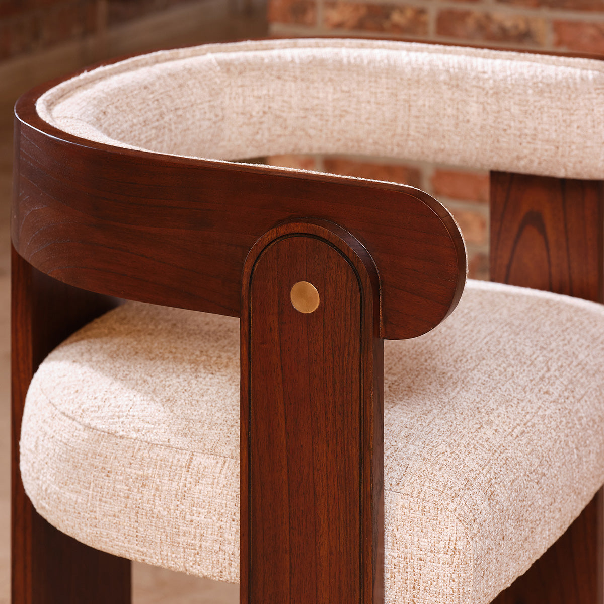 ARCHIBALD - Lot de 2 chaises en mindi massif et bouclette écrue