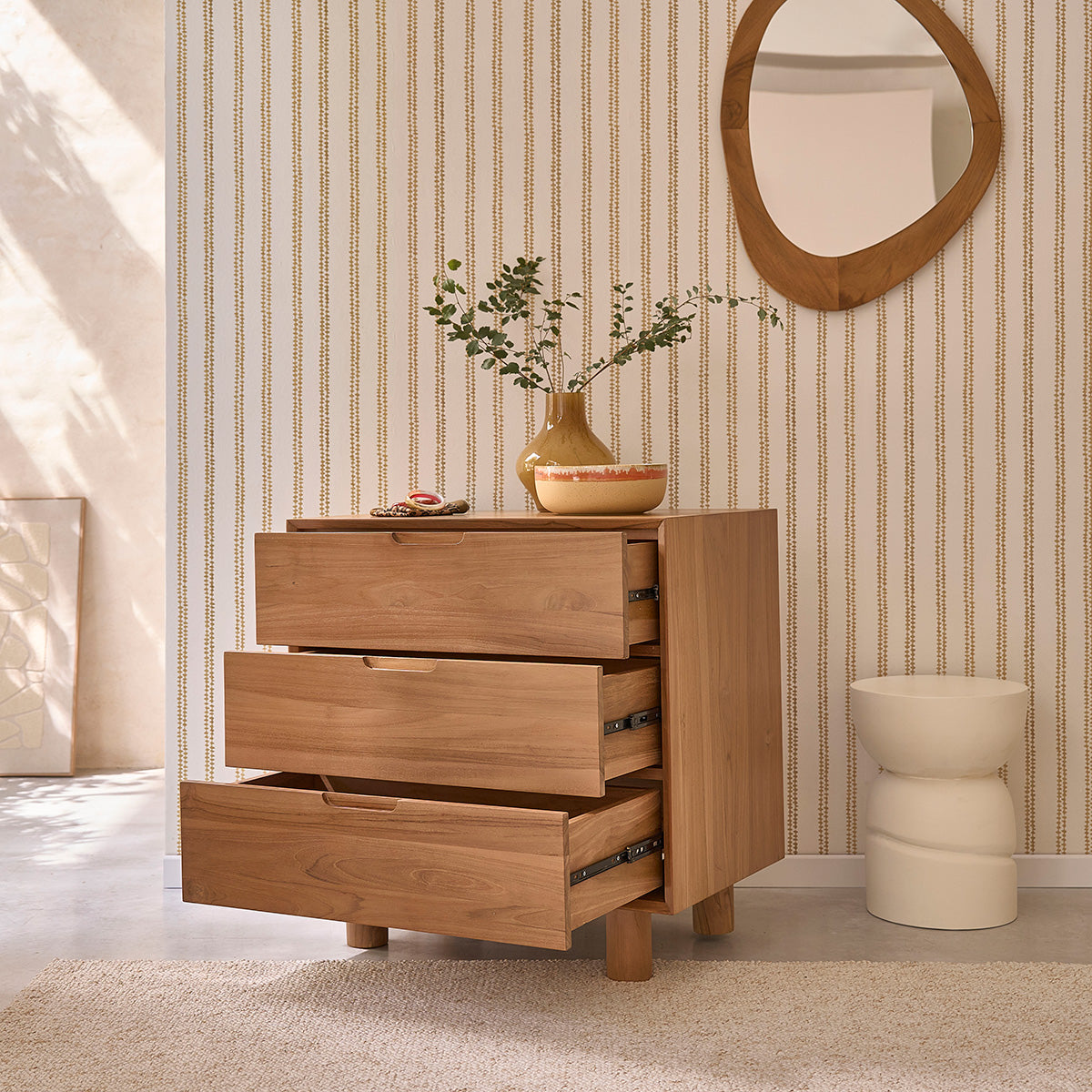 GUSTAVE - Commode en bois de teck 80 cm
