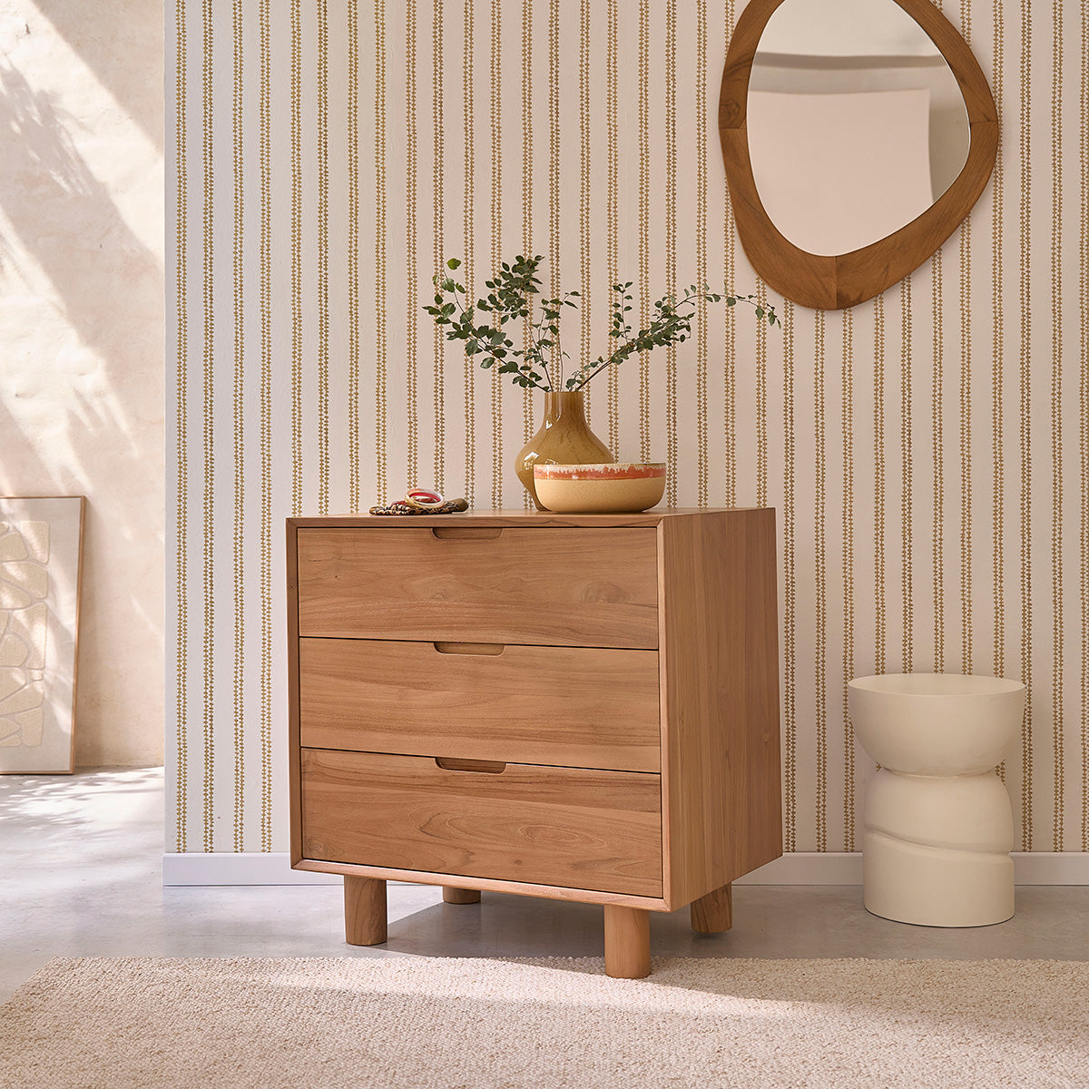 GUSTAVE - Commode en bois de teck 80 cm