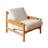Fauteuil en mindi massif naturel et tissu blanc