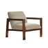 Fauteuil en mindi massif et tissu bouclette taupe chiné
