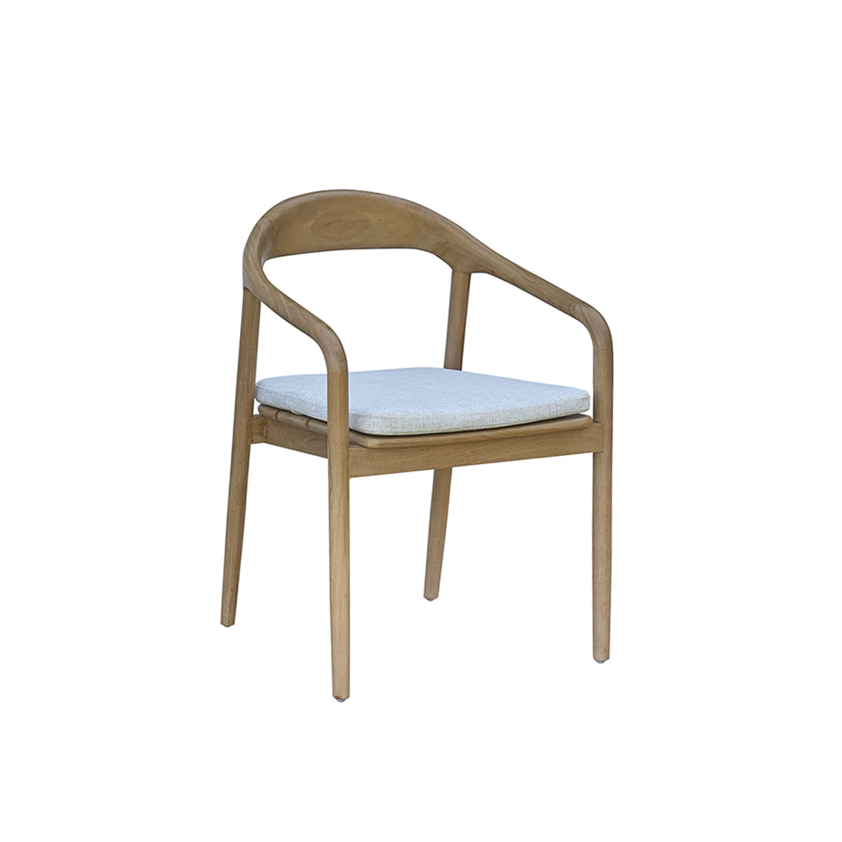 AMBRE - Fauteuil de jardin en teck massif avec coussin grège