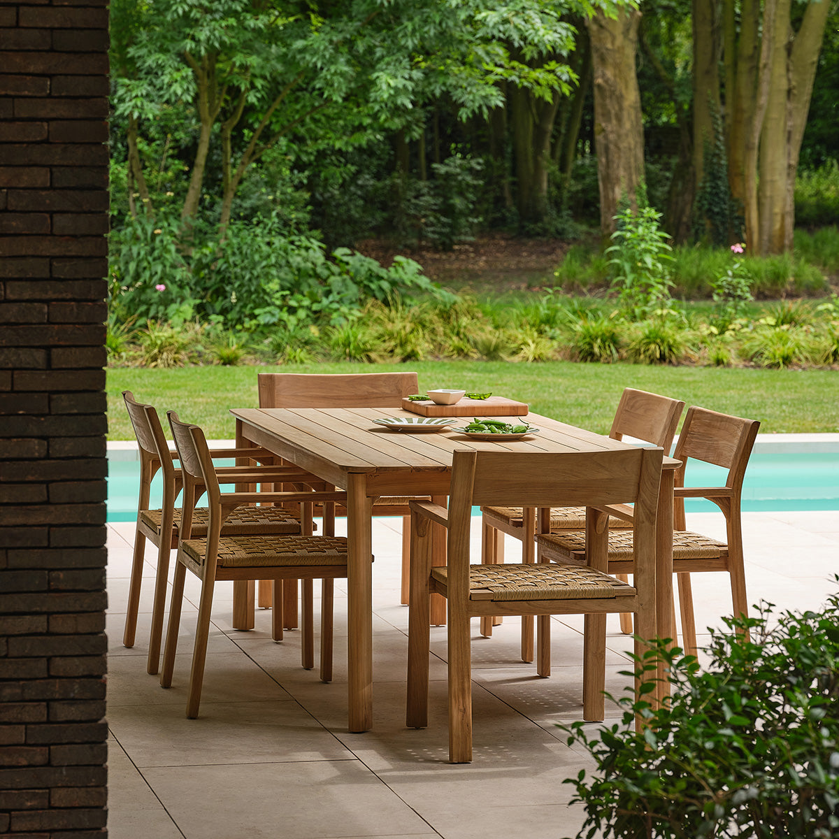 PIANA - Fauteuil de jardin en teck massif et rotin