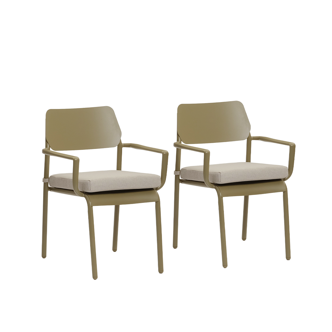 SARO - Fauteuil de jardin en aluminium et tissu beige chiné (lot de 2)