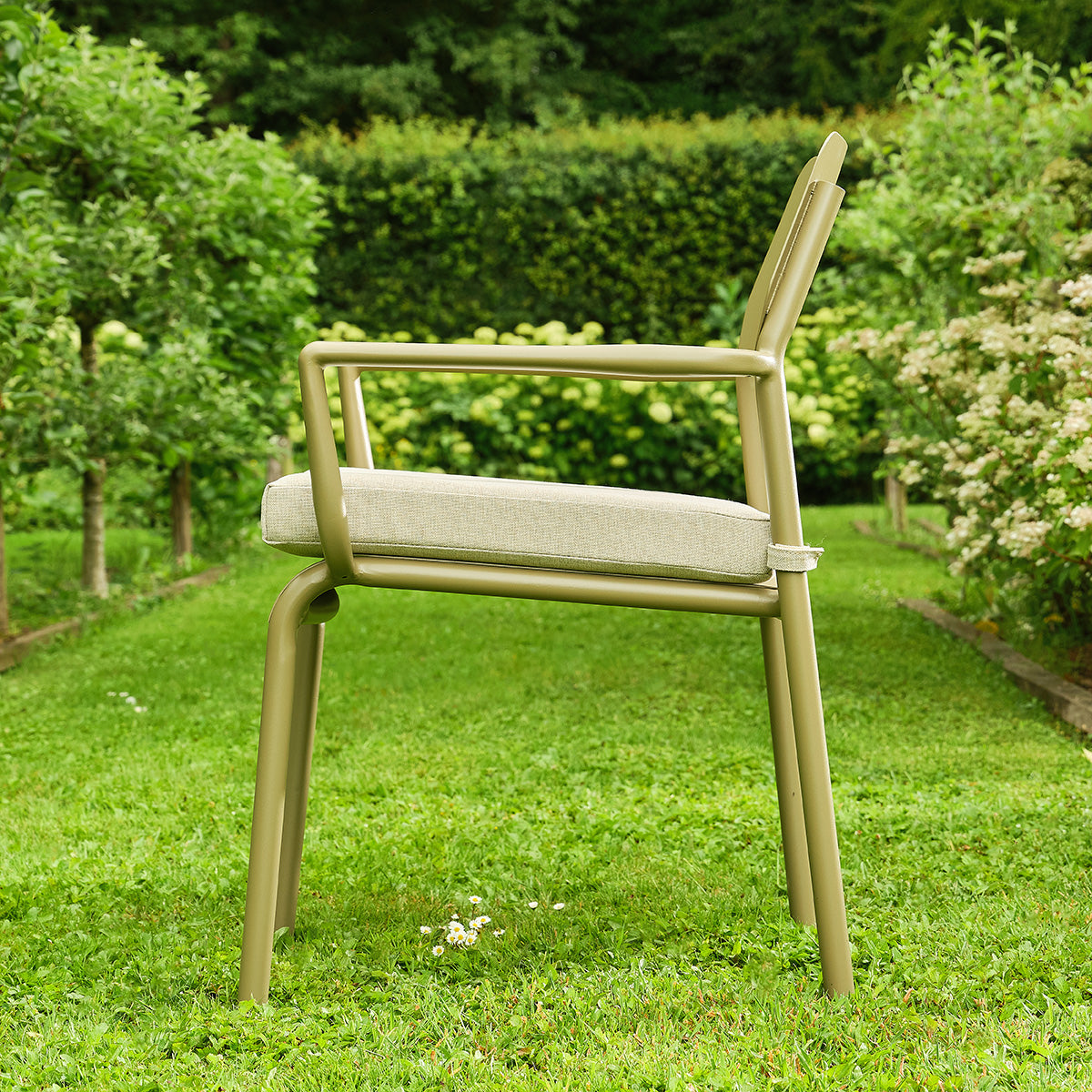 SARO - Fauteuil de jardin en aluminium et tissu beige chiné (lot de 2)