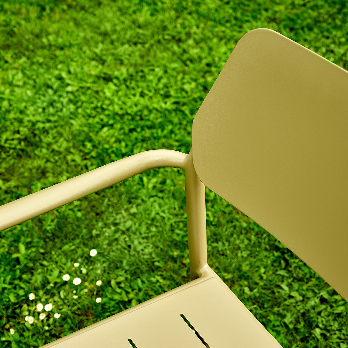 SARO - Fauteuil de jardin en aluminium et tissu beige chiné (lot de 2)