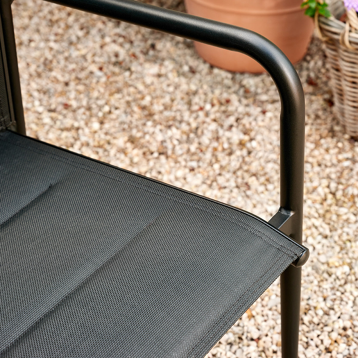 BASALT - Fauteuil de jardin en aluminium et textilène noir mat (lot de 2)