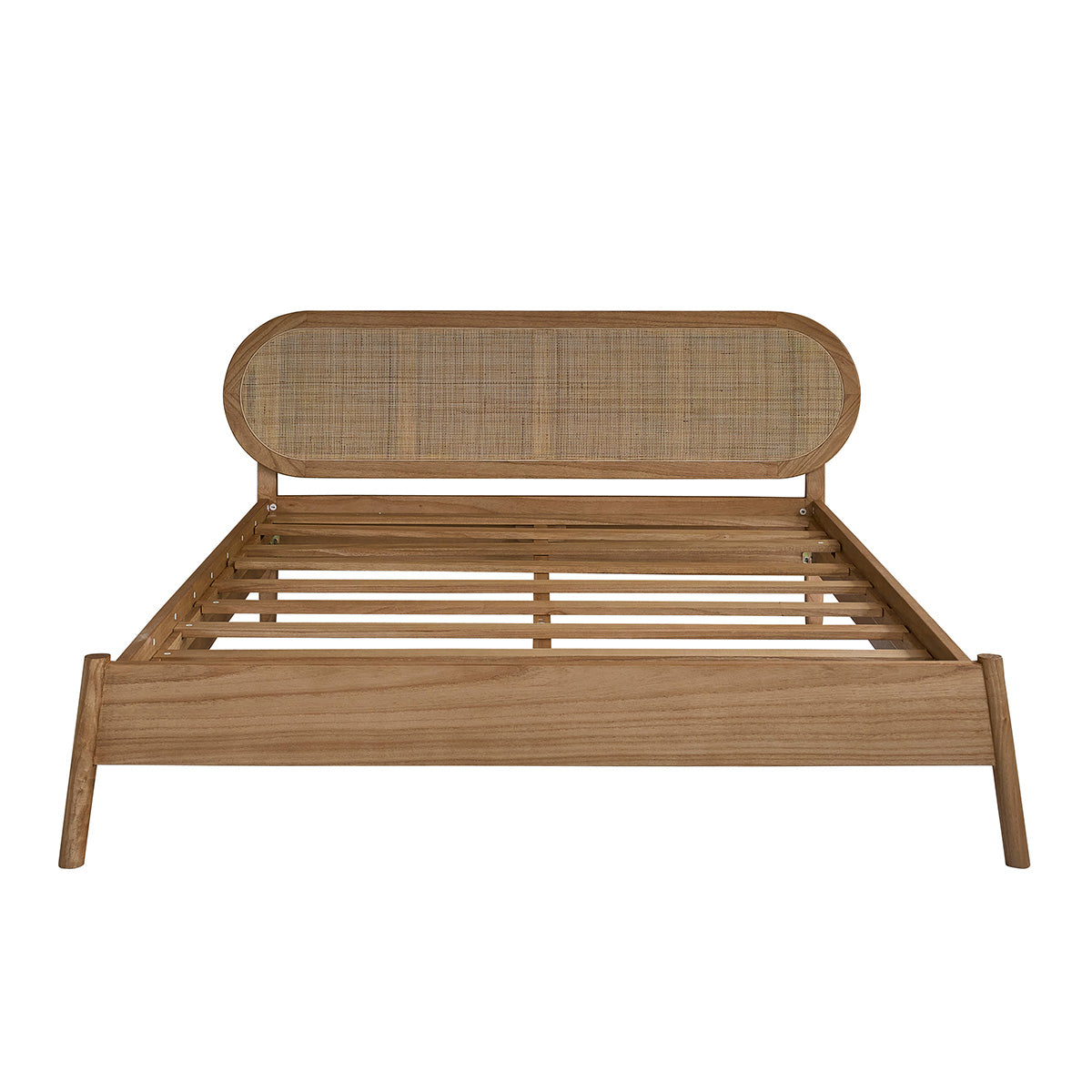 NINA - Lit en bois de mindi et cannage 160 cm avec sommier