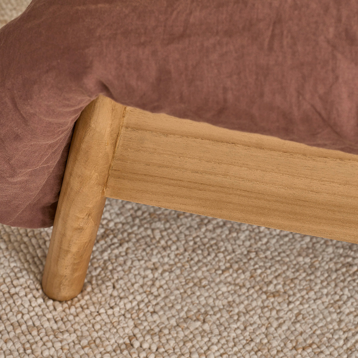 NINA - Lit en bois de mindi et cannage 160 cm avec sommier