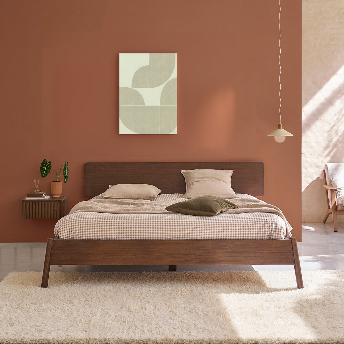 Lit en bois de mindi 180 cm avec sommier