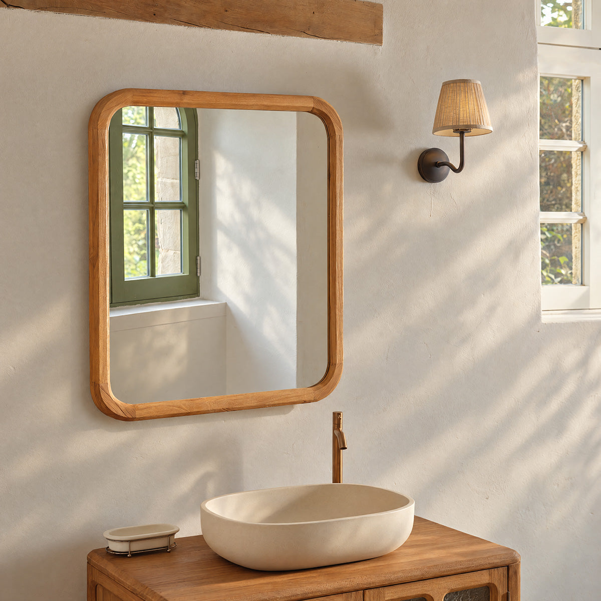 VELDE - Miroir en teck recyclé 80x70cm