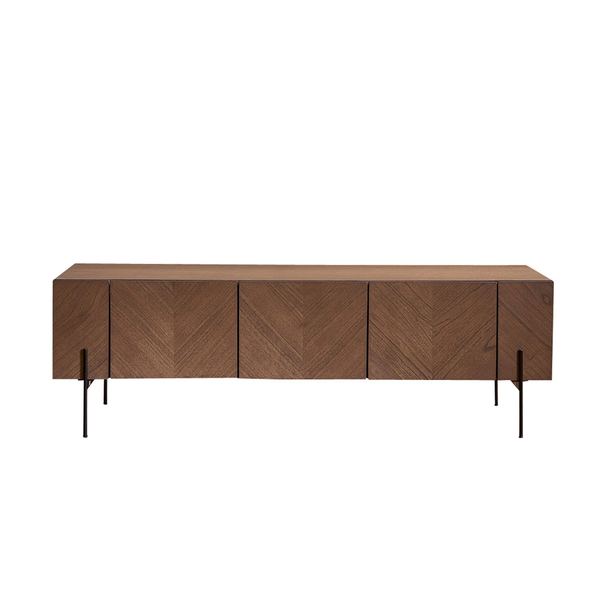 CALIX - Meuble TV en mindi massif pieds en métal 160 cm