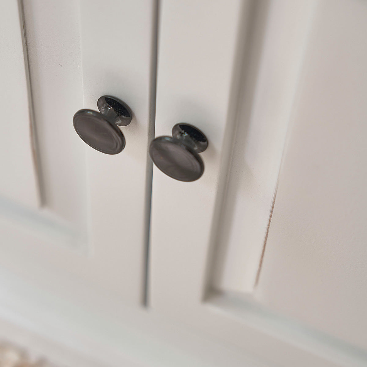 LONDRES - Meuble TV en bois d'acajou et teck blanc 160 cm